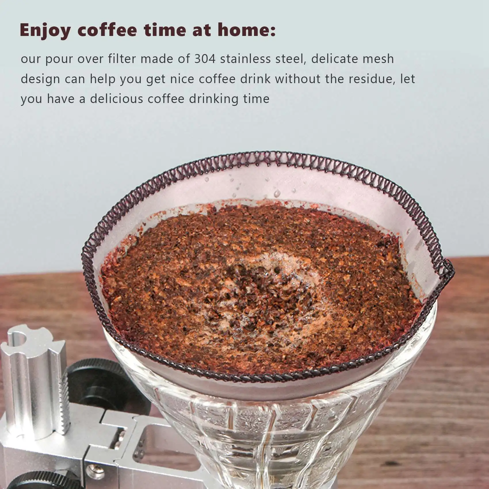 Reusable Pour over Coffee Filter Mesh Paperless Coffee Filter Stainless Steel Cone Filter 3 To 4 Cup Coffee Drip Filter