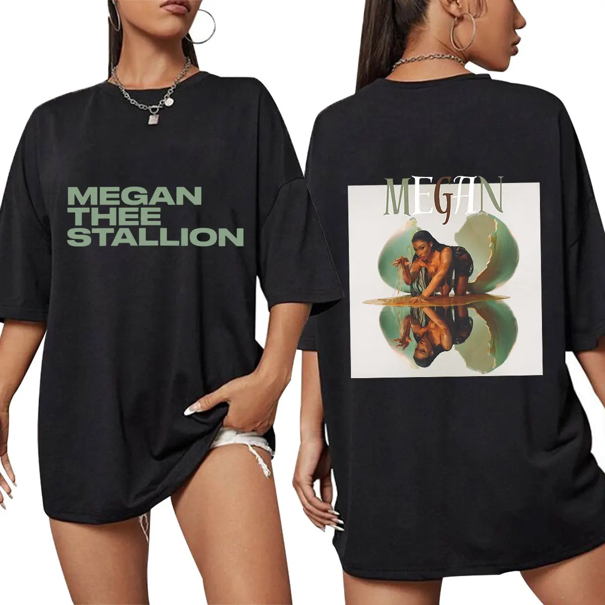 Megan Thee Stallion New Album Megan Print T Shirt Men Women Fashion Hip Hop Vintage T-shirts Loose Cotton Tee Shirts Streetwear