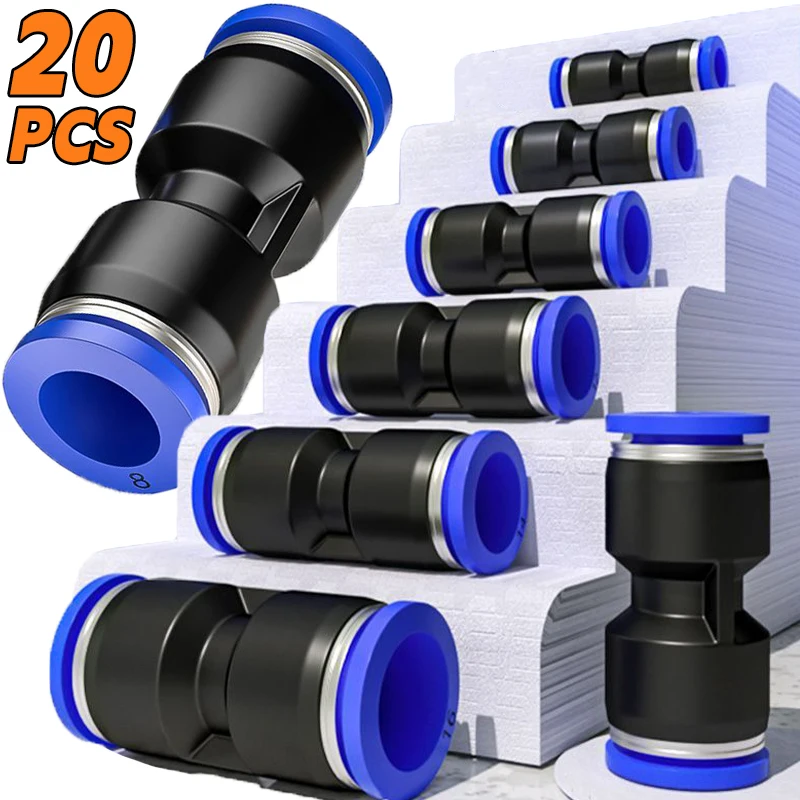 5-20pcs Plastic Pneumatic Fittings Water Pipe Connector Tube Release Joint Push in Hose Air Hose Quick Couplings 4/6/8/10/12mm