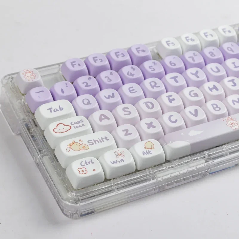 Gradation Purple Rabbit 142 Keys MOA Profile PBT Keycaps Dye Sublimation  for MX Switch Gaming Mechanical Keyboard Keycap