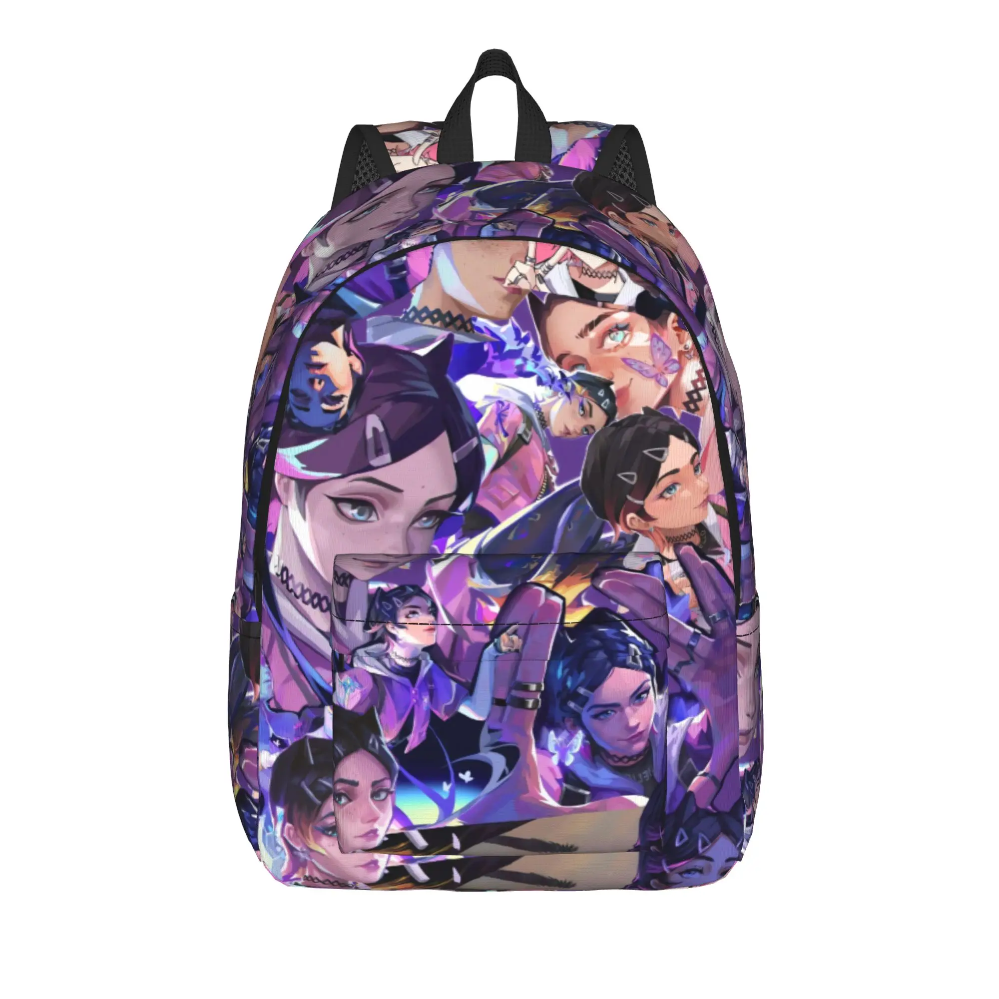 Fbbbfcbcedacca Backpack Teen V-Valorant Pattern Backpacks Polyester Modern School Bags Travel Custom Rucksack