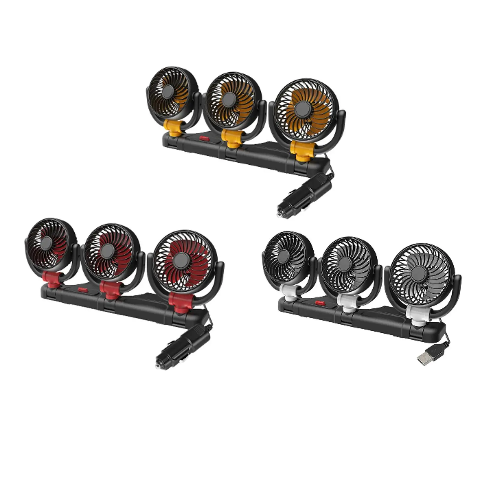 Car Cooling Fan 360 Degree Rotatable Quiet Convenient Mount Auto Air Cooling