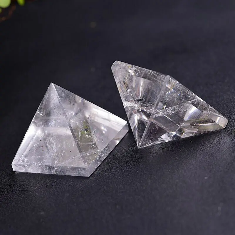 Natural Clear Quartz Crystal Energy Tower Reiki Mineral Pyramid Gemstone Decor