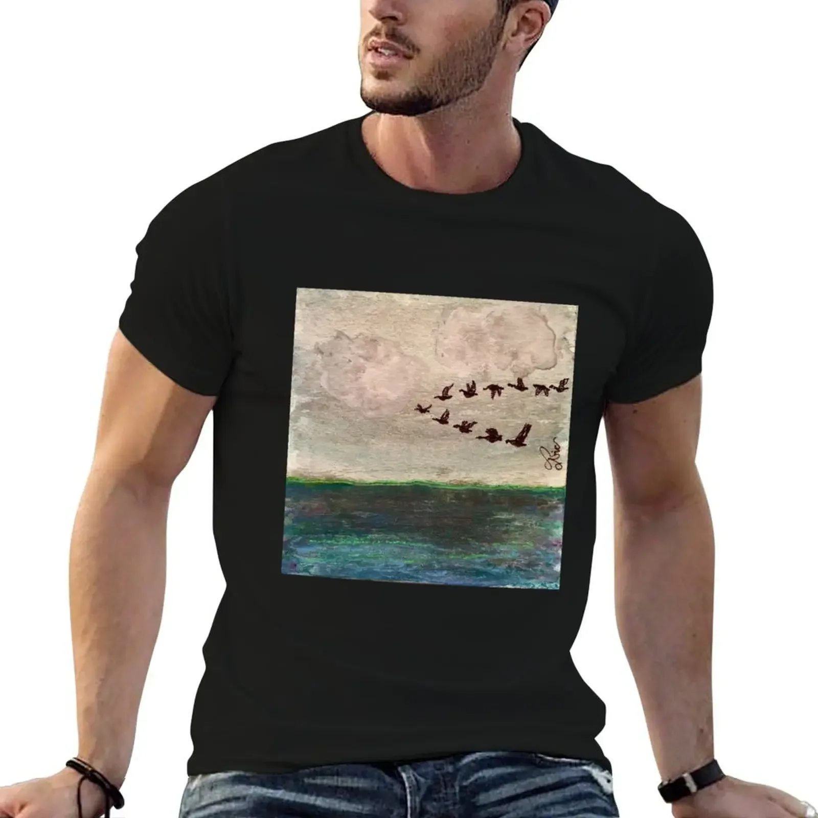 Flying V of Geese T-Shirt quick-drying cotton graphic tees Men's t shirts