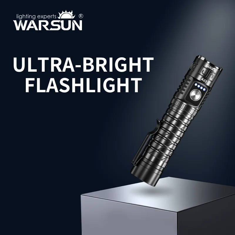 WARSUN A23 Rechargeable flashlight with 7 modes,magnetic base, SOS alarm, lightweight, portable, and reliable in any condition