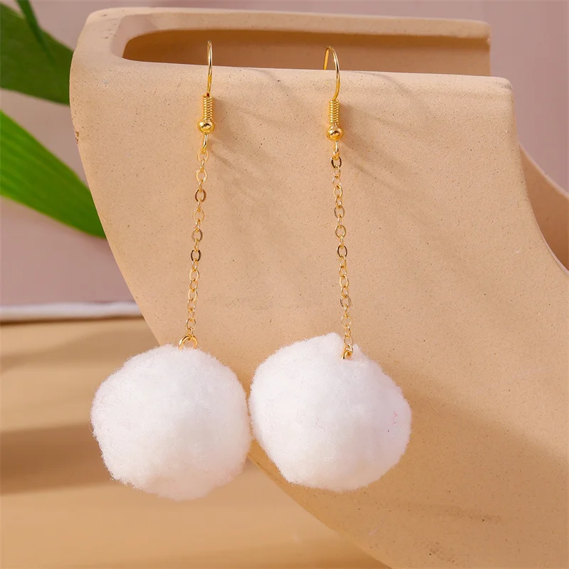 Aihua Bunte Flauschige Fell-Pompon-Ohrringe Weiche Kunstfell-Kaninchenball-Ohrringe für Frauen Kinder Schmuck Geschenke – Detail 17