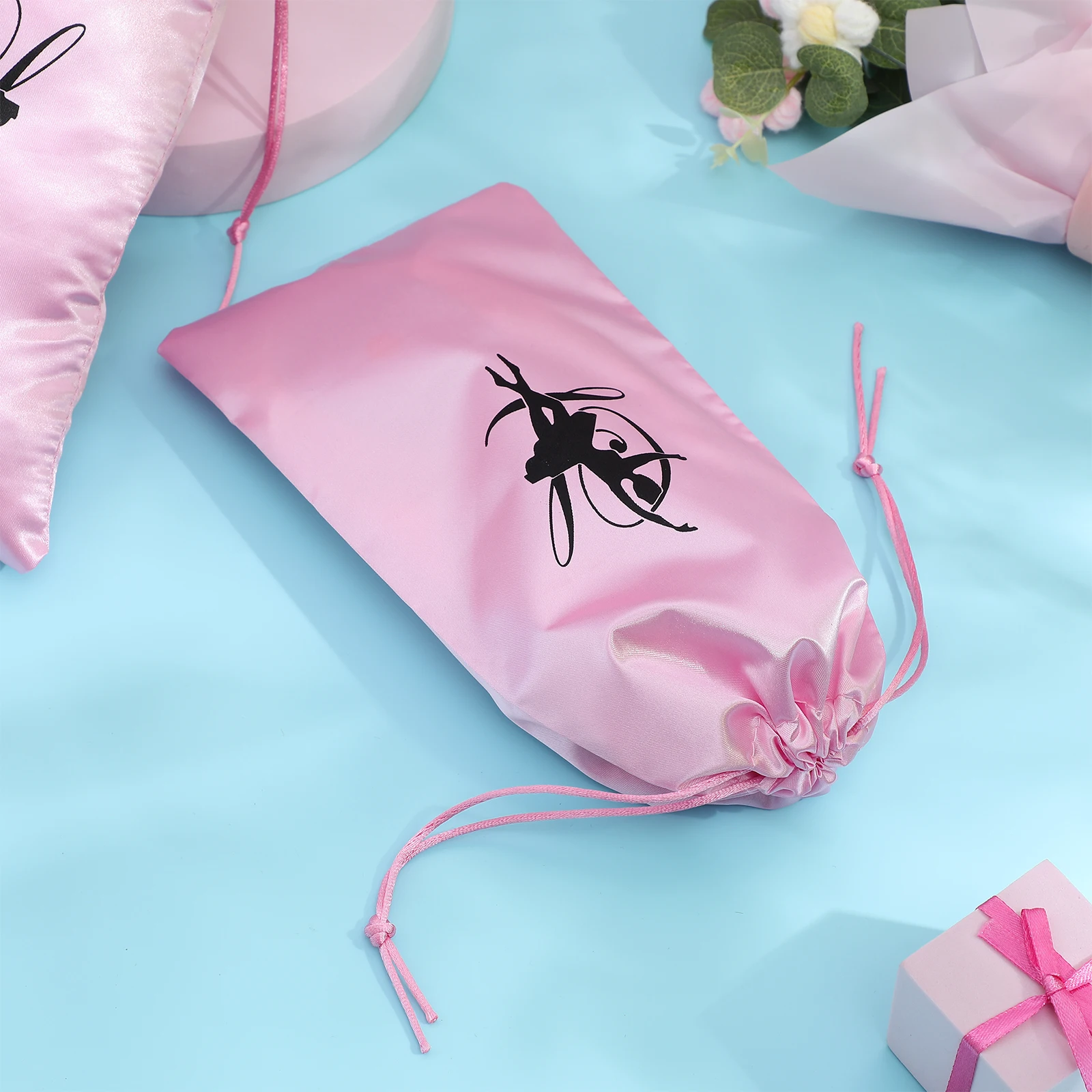 

2pcs Ballet Bags 13x27cm Dance Shoe Storage Pouches Drawstring Lightweight Portable Reusable Shoe Bags for Travel Practice