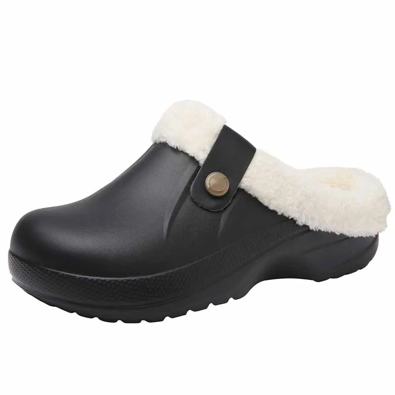 Evshine Winter Warm Clogs Men Waterproof Garden Slippers Fur Clogs Slippers Fuzzy Plush Slippers Bedroom Shoe For Indoor Outdoor