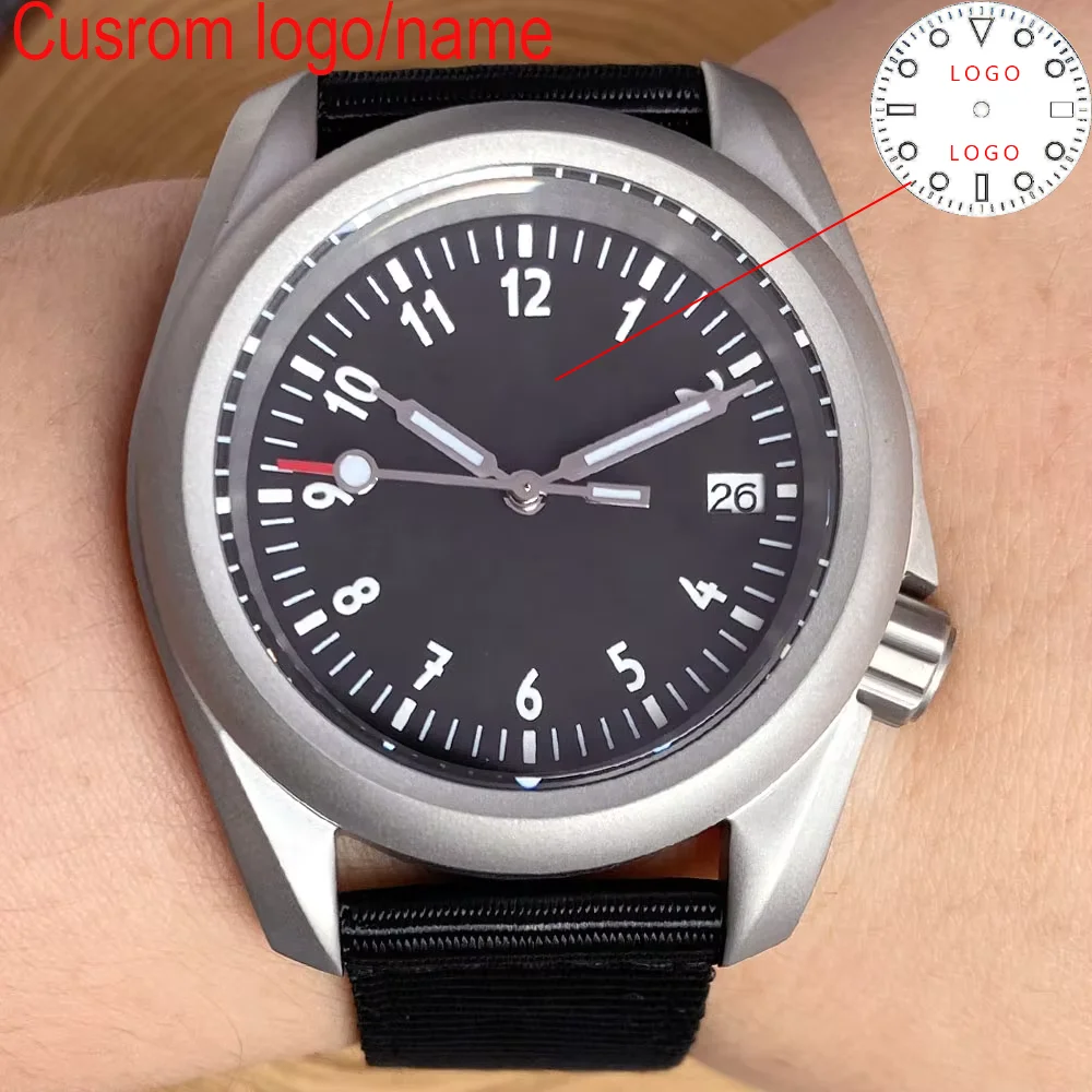 CUSTOM ใหม่ 40 มม.NH35 3.8 Crown อัตโนมัตินาฬิกาผู้ชาย 20ATM กันน้ํา Sapphire Glass พ่นทรายกรณี