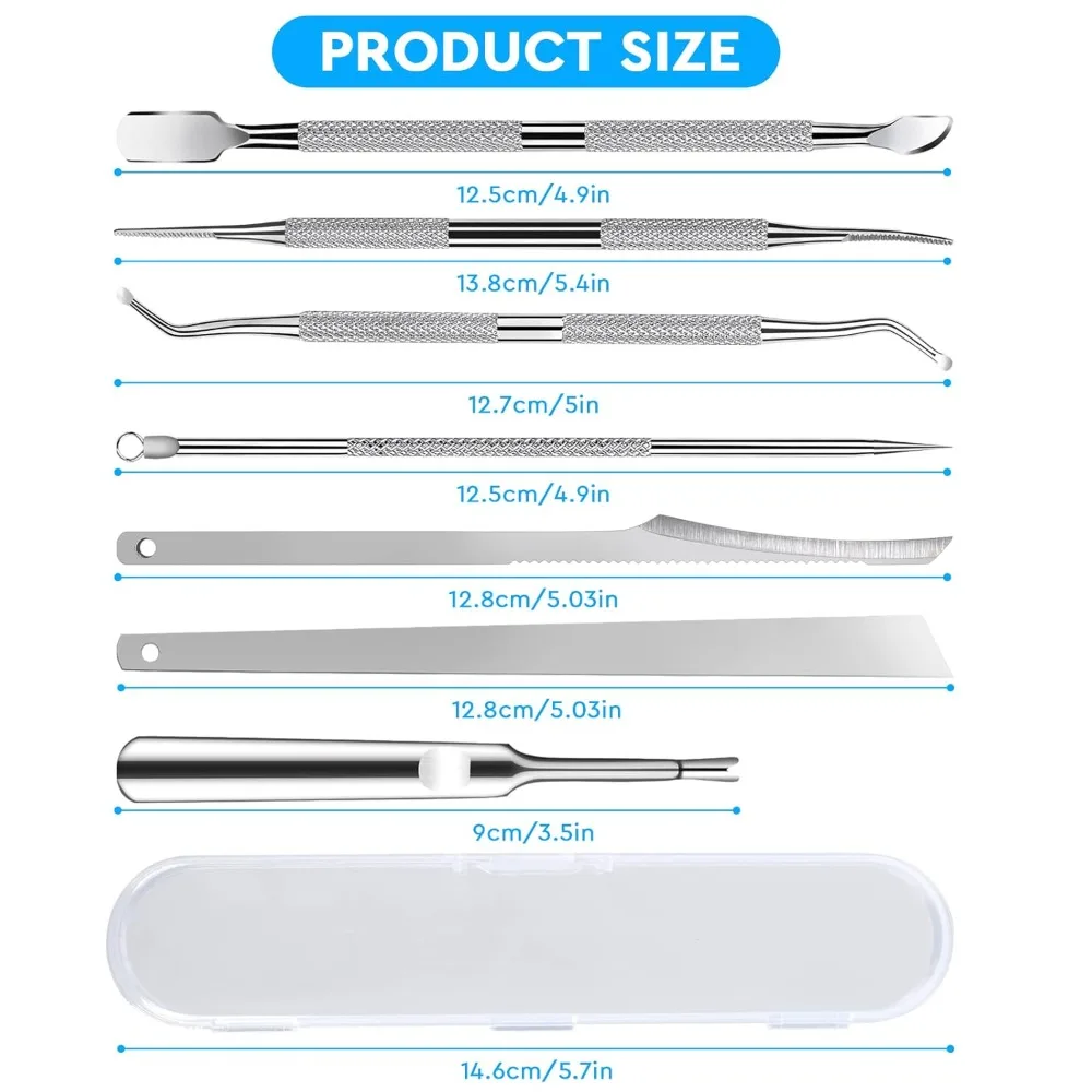 7-częściowy zestaw narzędzi do pedicure ze stali nierdzewnej do wrastających paznokci, leczenia paznokci, łagodzenia bólu, usuwania martwego naskórka i odcisków, manicure i pielęgnacji stóp.