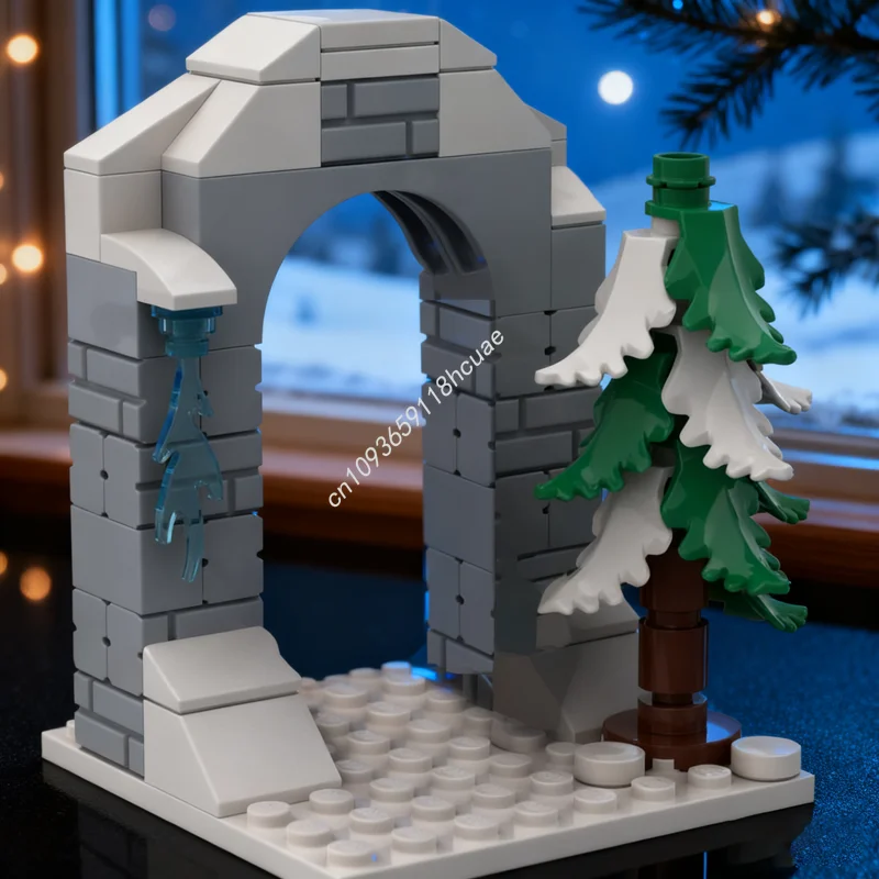 

72pcs MOC Frosty Gate Castleed Model Building blocks Architecture toy Assemble DIY creative Christmas gift Education Brick Kids