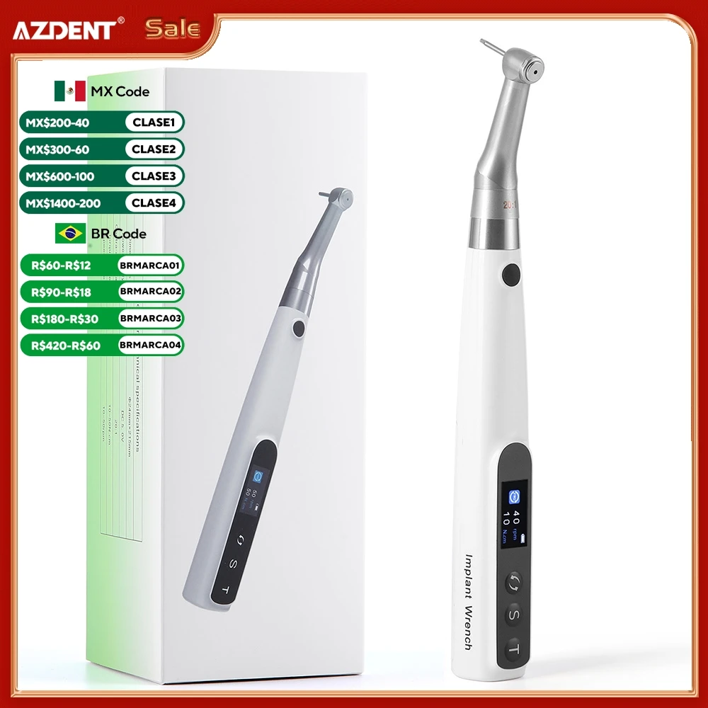 AZDENT Motore per impianti dentali Chiave dinamometrica per impianti elettrici wireless con driver dinamometrico per impianti con cacciaviti da 16 pezzi Motore contrangolo