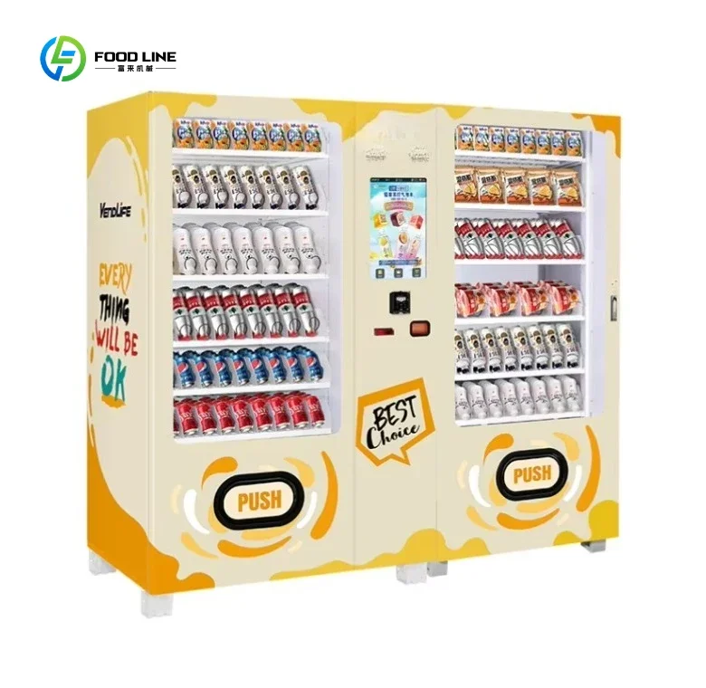 Unmanned Retail Touch Screen Combo Vending Machine Self Service Food Drink Automatic Vending Kiosk
