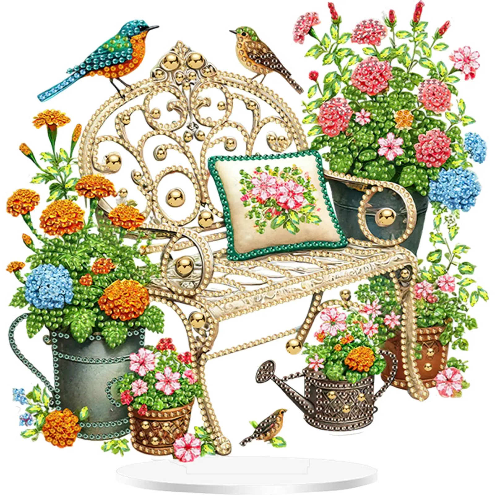 

Acrylic Special Shaped Colorful Pattern Diamond Painting Desktop Ornaments Kit 5D DIY Diamond Art Tabletop Decorations for Home