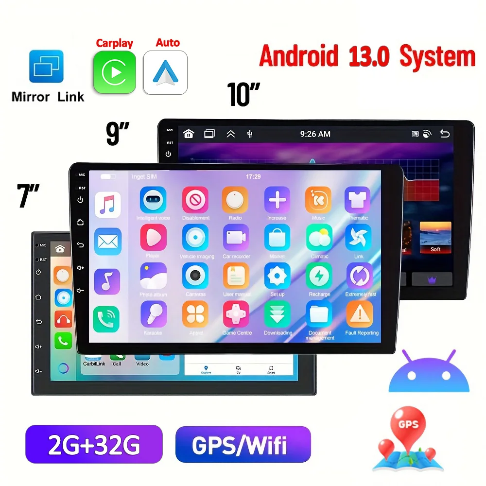 

7 9 10 inch Smart Screen GPS 2 din Radio Stereo Receiver Player Android13 2G+32G Radio Multimedia Player CarPlay Android Auto