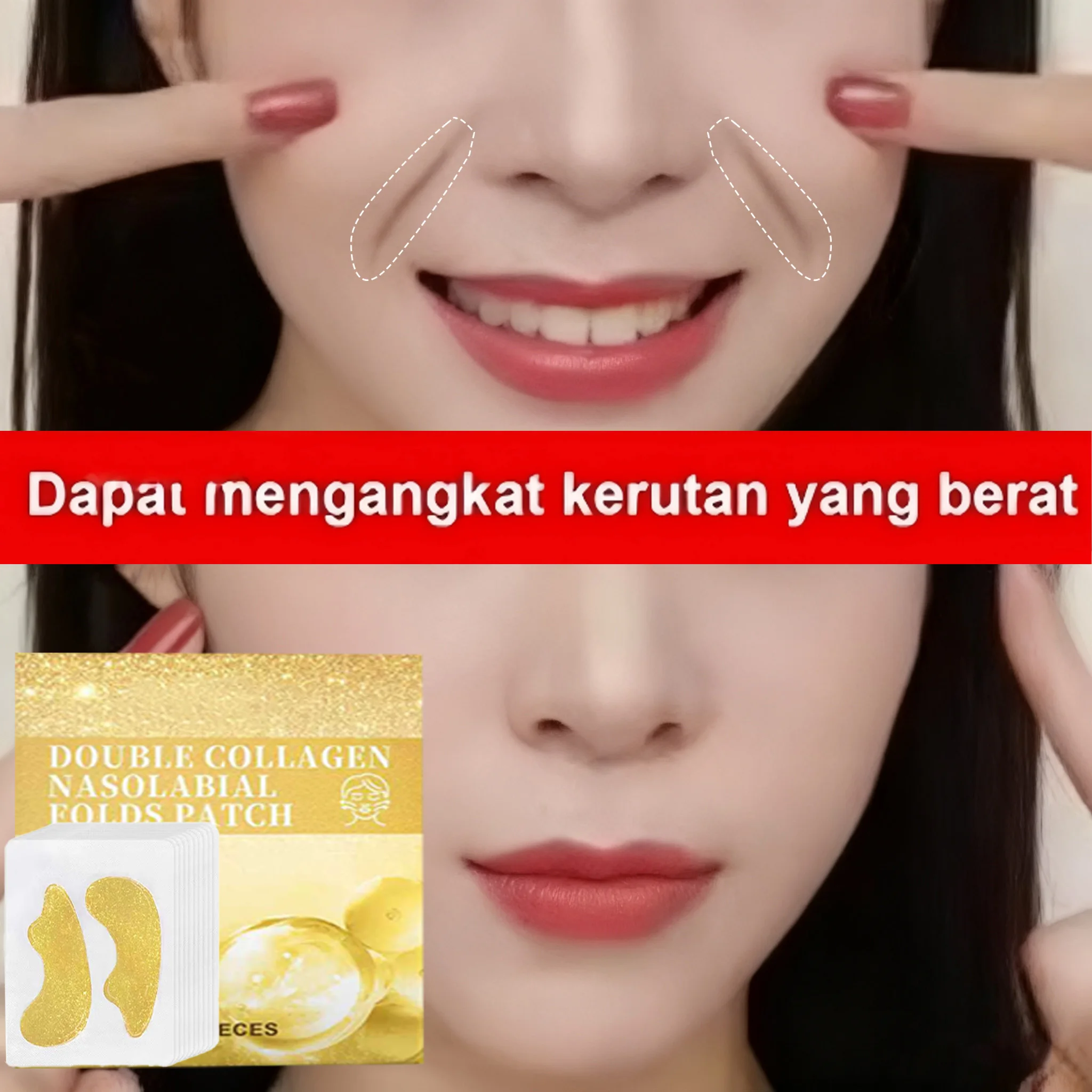 

Пластырь со складками на носогу содержит коллагеновую гиалуроновую кислоту, укрепляющий кожу, выцветает тонких линий, глубоко увлажняющая маска для лица против морщин