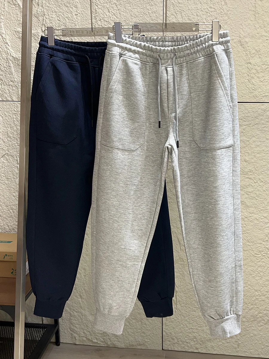 Comfortable Cotton Blend Men's Casual Pants Autumn New Style Elastic Waist Pocket Design Fashionable Loose Fit Youthful Trend