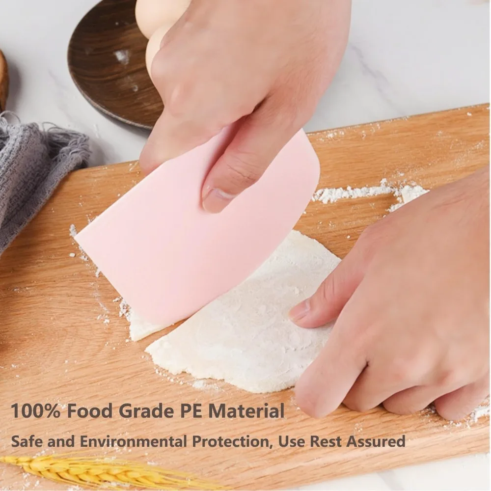 Plastic Flexible Dough & Bench Scrapers for Baking Sharp Edge Angles for Cake Scraping Non-Slip Bakeware Tools Bread Making Tool