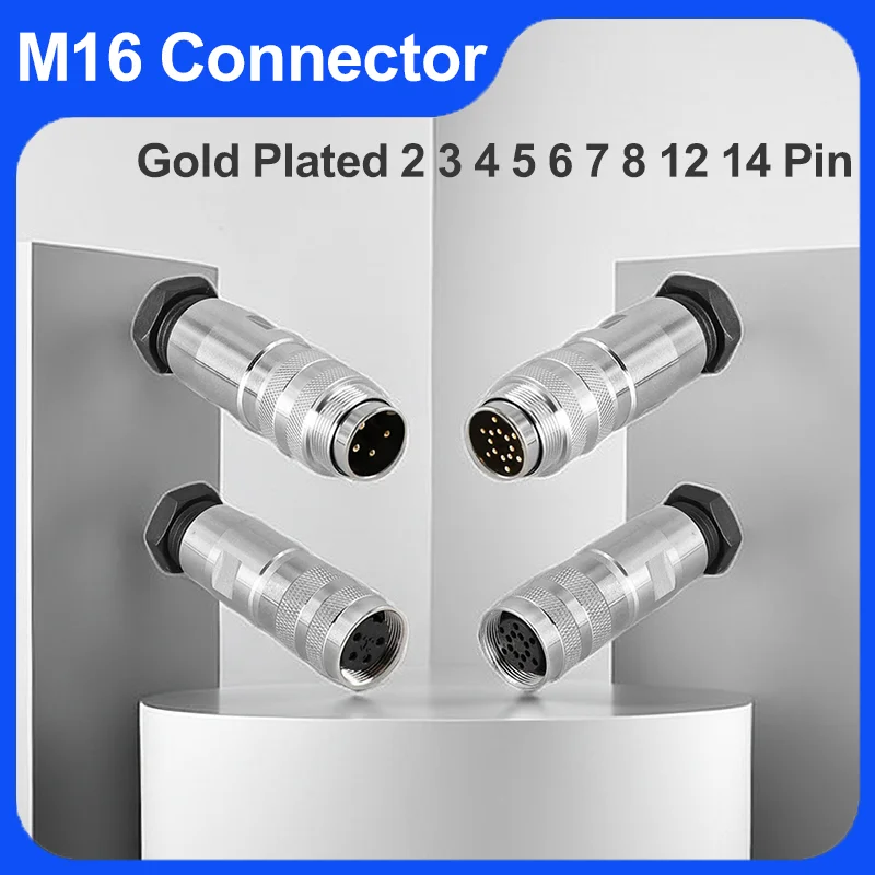 

2/5/20 Sets M16 Aviation Plug Gold Plated Waterproof Male Female Head C09/J09 Sensor Connector 2/3/4/5/6/7/8/12/14/16/19/24 Pin