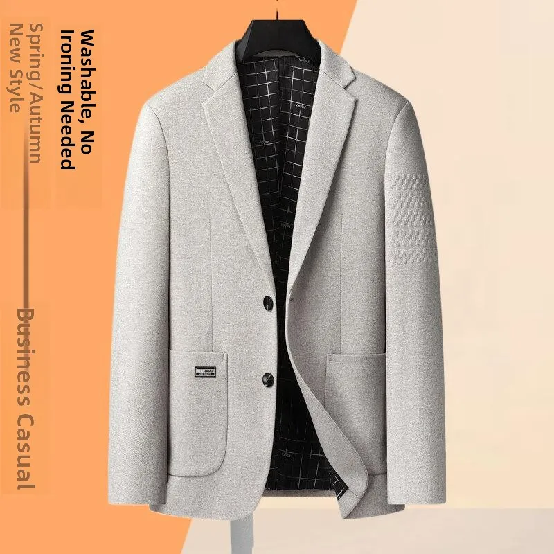 

Fall Thi Men's Luxury Casual Suit Lightweight Faionable Jaet Busin Casual Top Elastic Single-breasted Coat