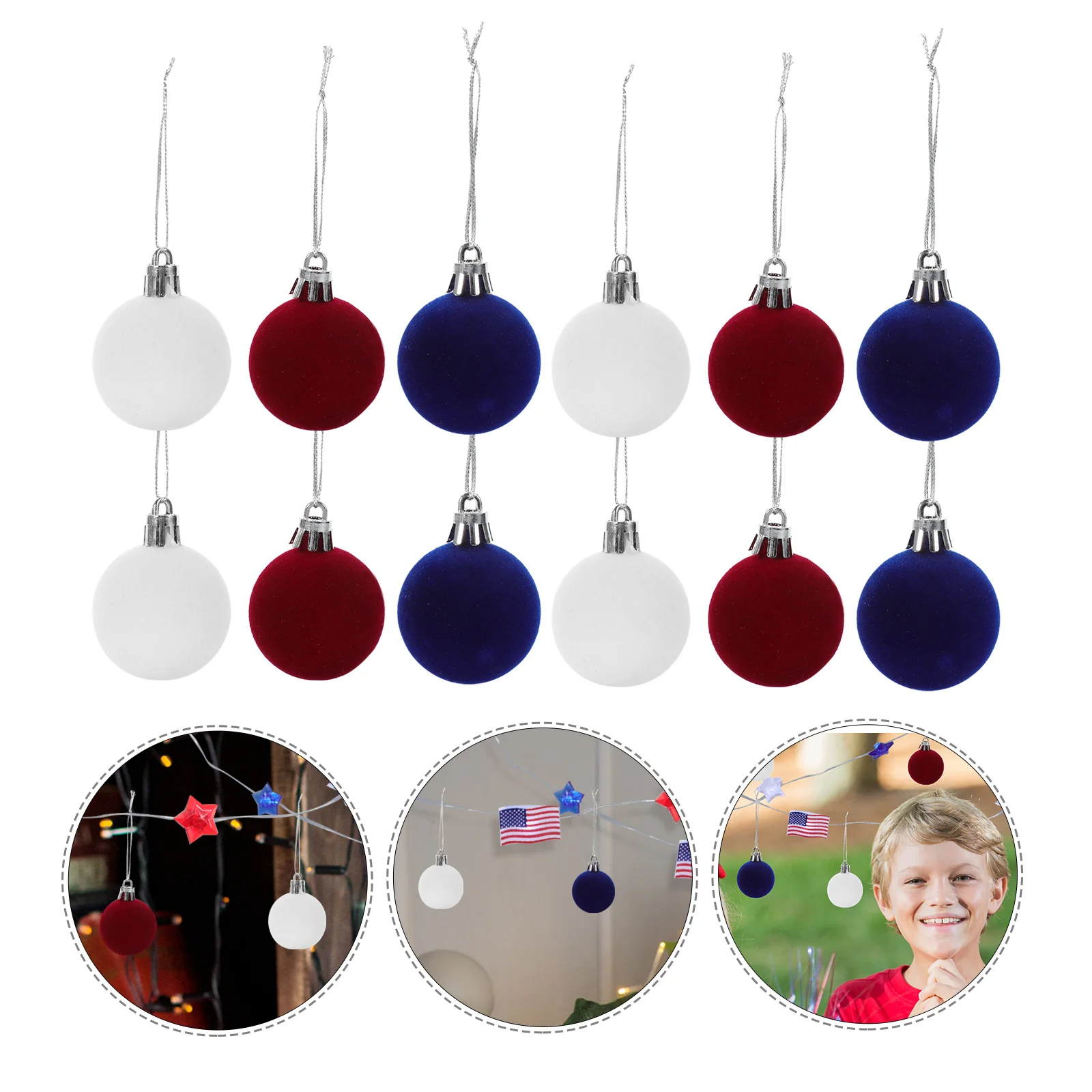 

24pcs Hanging Balls 4Th Of July Independence Day Party Decorative Pendants Festival Home Office Decoration Patriotic Plastic