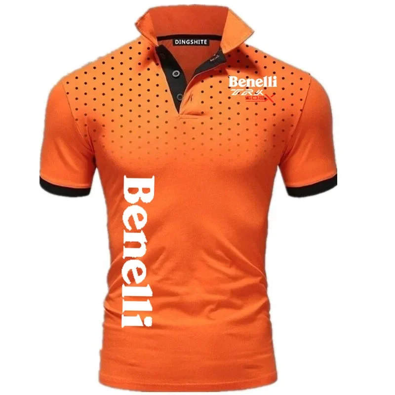 3D Gradient Polo T Shirt For Men Fashion Benelli TRK 502X Printed Lapel Shirts Outdoor Sportswear Summer Loose Short Sleeve Tops