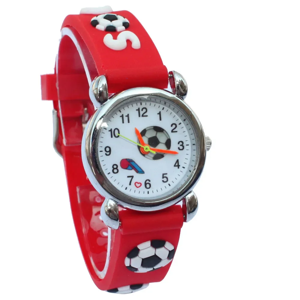 Relógio de pulso barato de silicone 3d, relógio azul analógico para crianças meninos e meninas com 10 peças