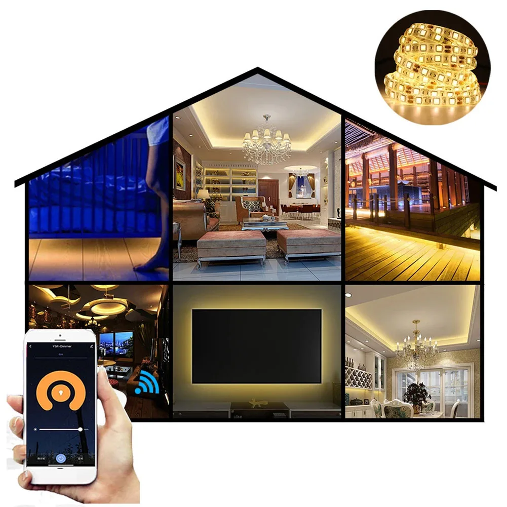 Small WiFi LED Dimmer 12V 24V Single Color Strip Controller Voice Remote Switch Compatible Alexa- Google Home App Control Kit