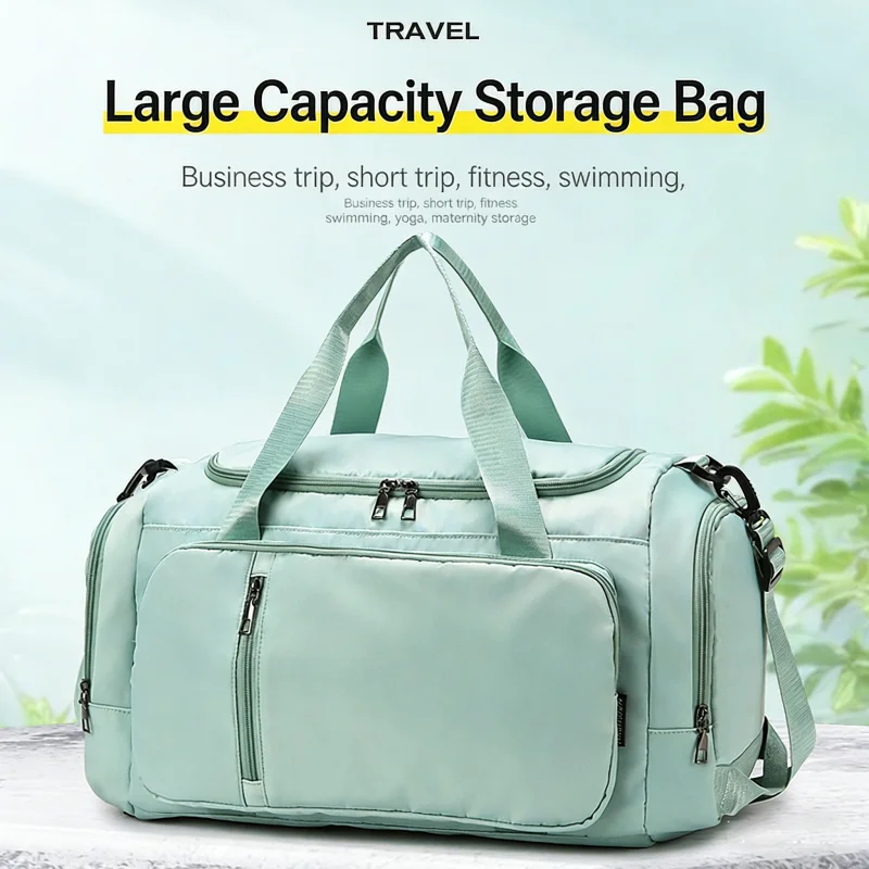 36-55L Gym Bag Large Capacity Handbag Short-distance Travel Duffel Bag Wet Dry with Shoe Compartment Sport Fitness Bag for Women