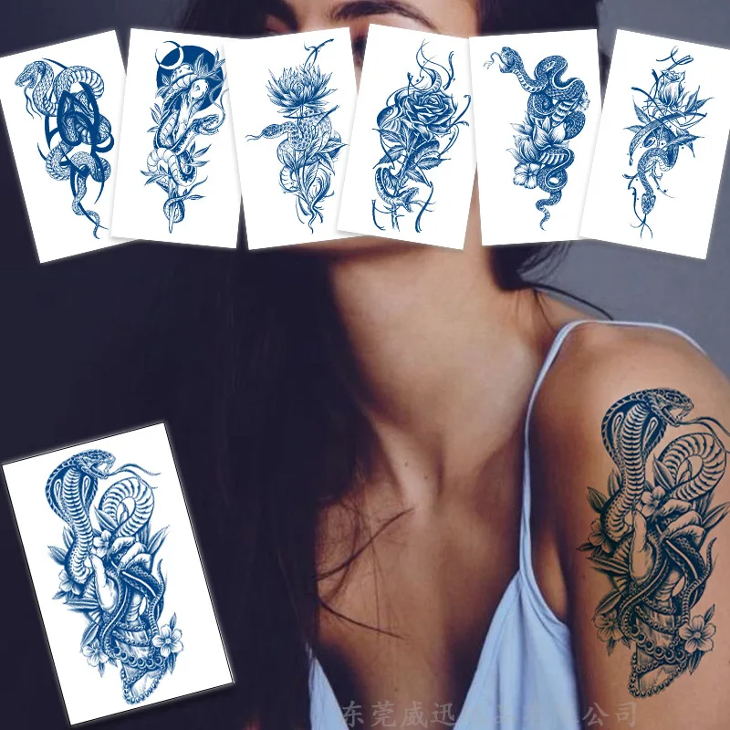 11x18 cm tatouages imperméables autocollant de tatouage demi manuel une unité aucune géométrie tatouages temporaires autocollants pour ongles précipités