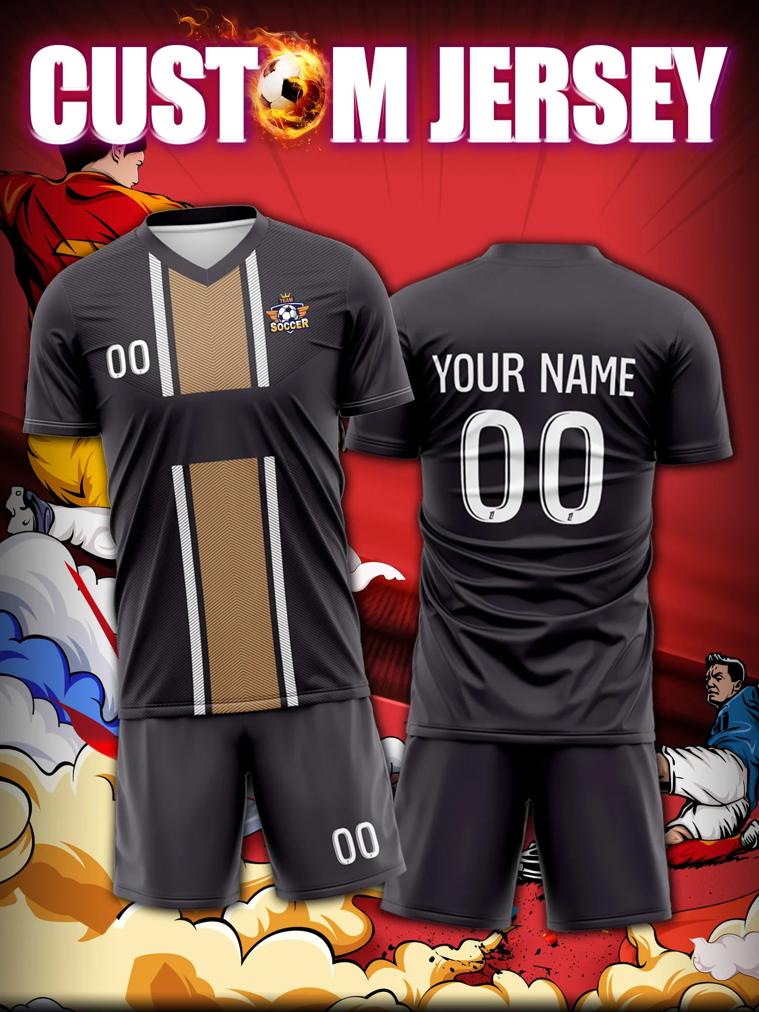 

Футболка для футбола с индивидуальным изображением, номером и именем, в европейско-американском стиле, международная футбольная форма.