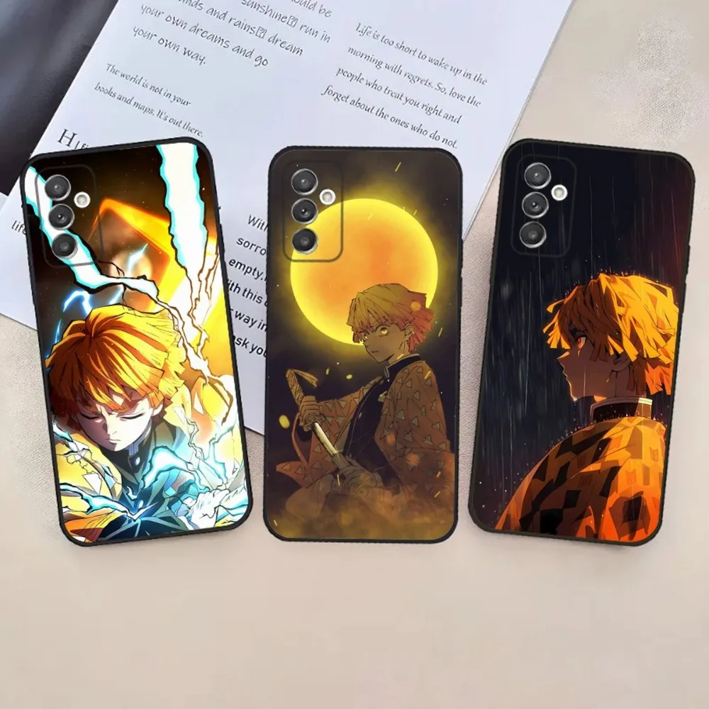 D-Demon S-Slayer Agatsuma Zenitsu Phone Case For Samsung S24,23,22,30,21,10,9,Ultra,Plus,Lite,FE,5G Black Soft Case