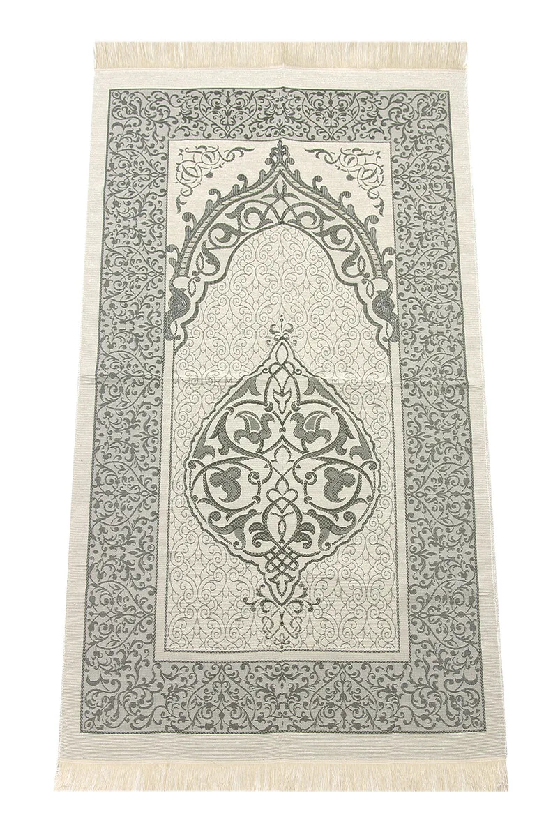 

Luxurious Light Ottoman Taffeta Prayer Rug Gray Sheet of Muslim Islamic Prayer Mat Holy Quraan Islamic Mats