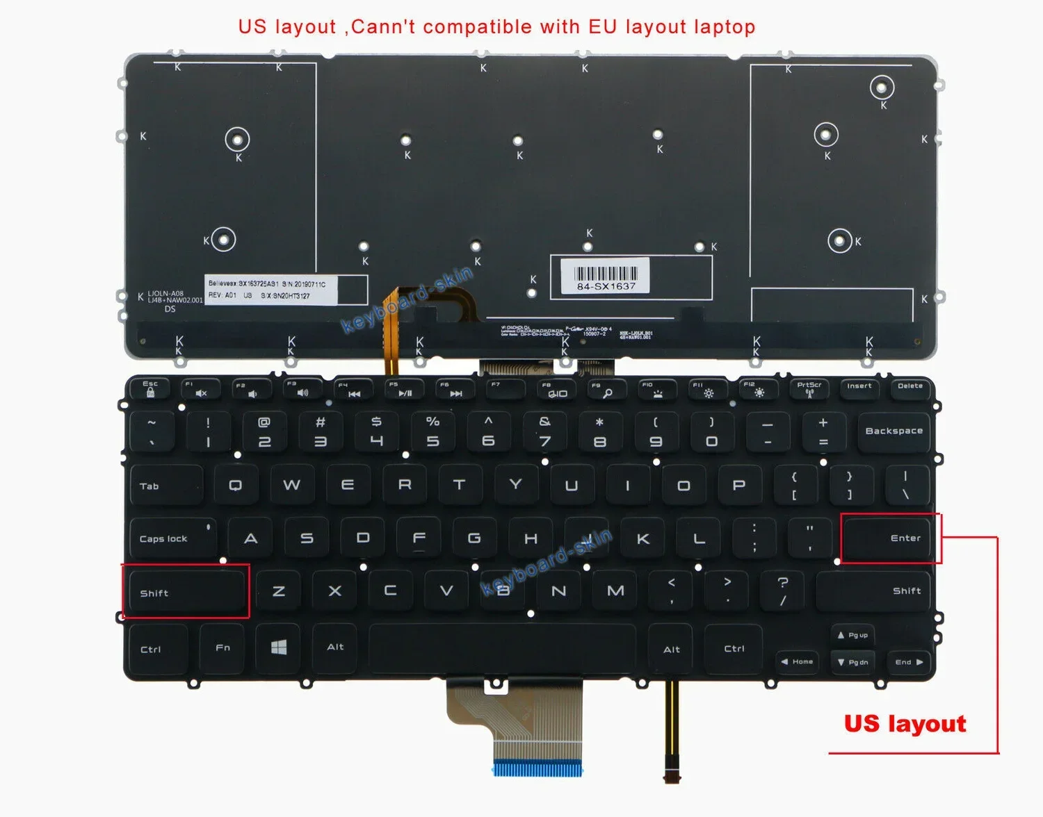 New US English Keyboard backlit for Dell Precision m3800 XPS 15-9530 0WHYH8 WHYH8 0HYYWM HYYWM series laptop