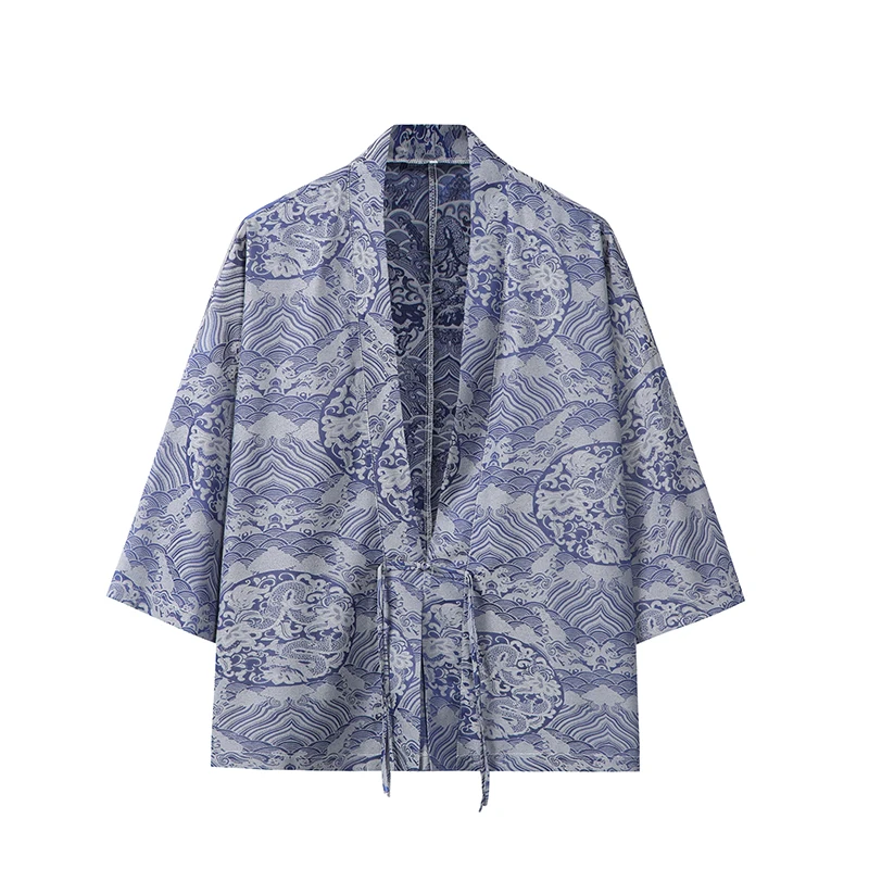 

Chinese wind dragon pattern ice silk Hanfu, carry-on jacket, ancient-style Zen suit, lay Buddhist suit, Taoist robe, cape