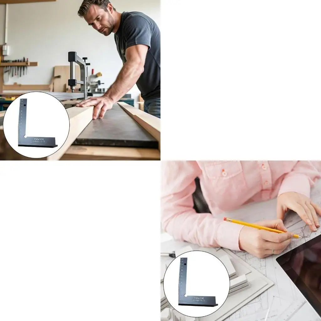 

Woodworking Ruler Measuring Tool Aluminium Square with Right Angles Ruler Positioning Block Layout Tool L4MF