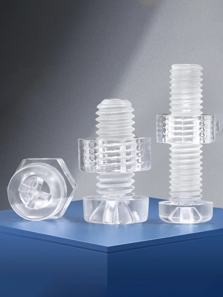 PC transparent round head cross screw nut combination plastic screw aquarium fish tank electrical handicraft M2.5M3M4-M8