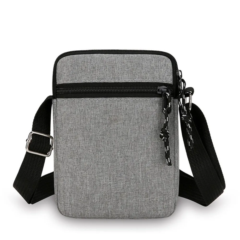 Casual Oxford Cloth Shoulder Bag Solid Color Adjustable Mobile Phone Bag Multiple Compartments Crossbody Bag for Men
