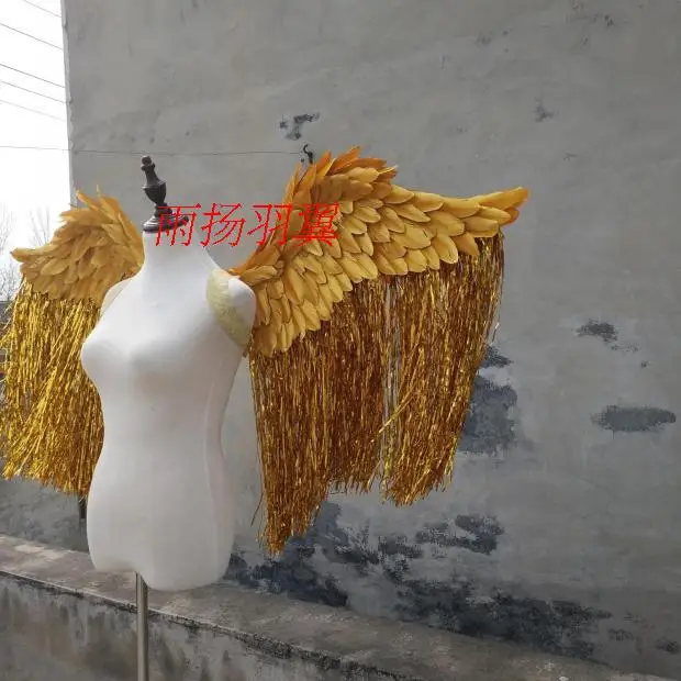 Kids Adult CosPlay Party Swallow Golden Angel Feather Bird Wings Prop Children Halloween Christmas Party