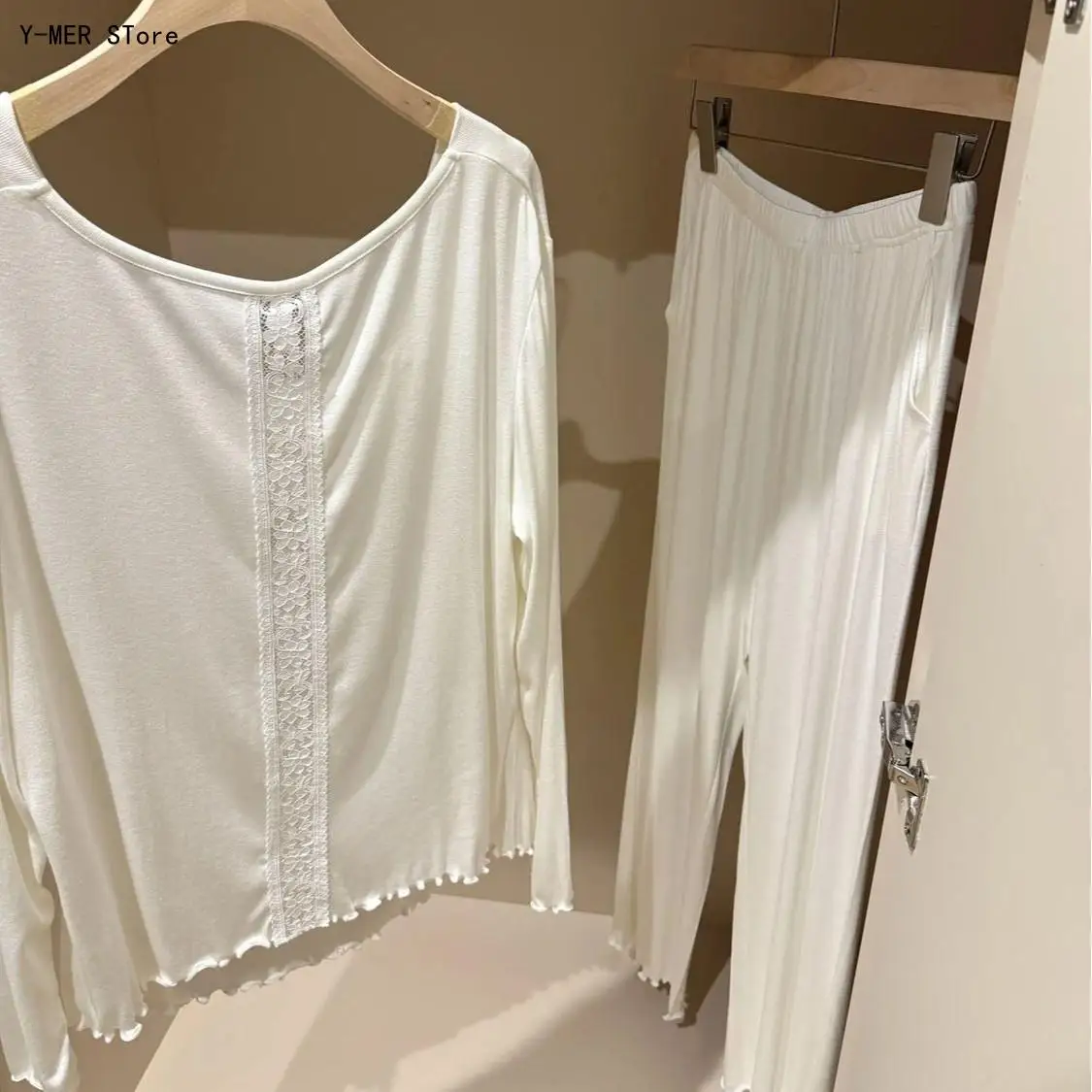 Ladies Pure Desire Brightening Loose Pajamas Set Spring and Autumn Long Sleeve Soft Breathable Versatile Casual Home Pajamas