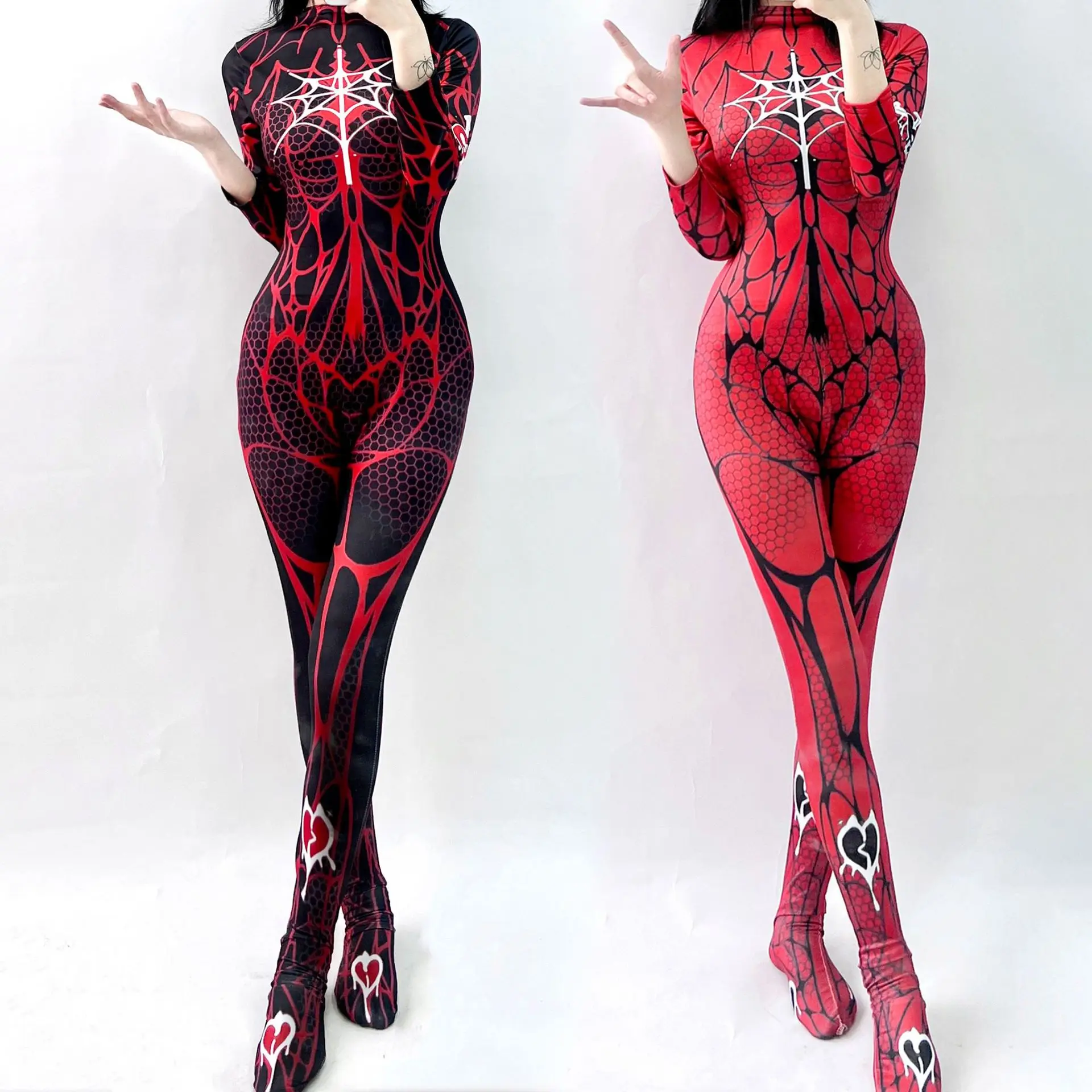 Anime Spider Women Jumpsuits Cosplay Costumes Movie Spider Robot Punk Jumpsuit Catsuit Sexy Female Girls Zentai Party Halloween