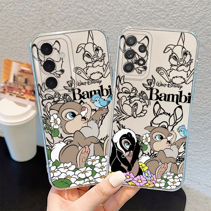 Прозрачный мягкий чехол Disney Cute Bambi для Samsung Galaxy A13 A54 A34 A35 A15 A25 A52 A12 A55 A22 A14 A53