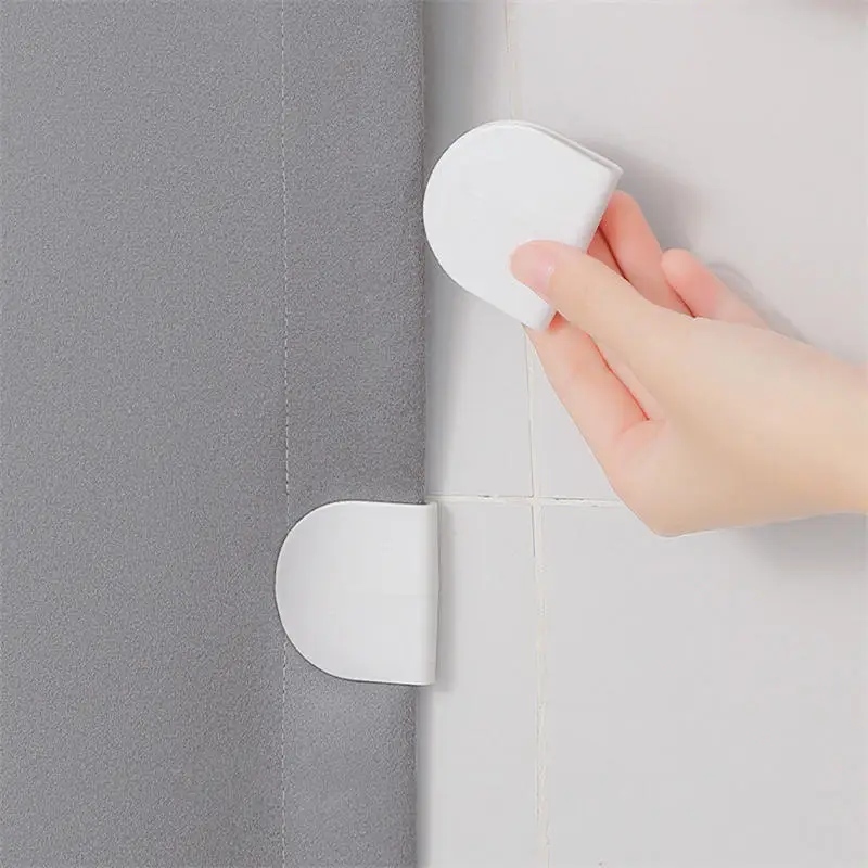 4Pcs Shower Curtain Clips Windproof Fixer Holder Self Adhesive Curtain Clips Anti Slip Bed Sheet Clip Home Decoration Accessory