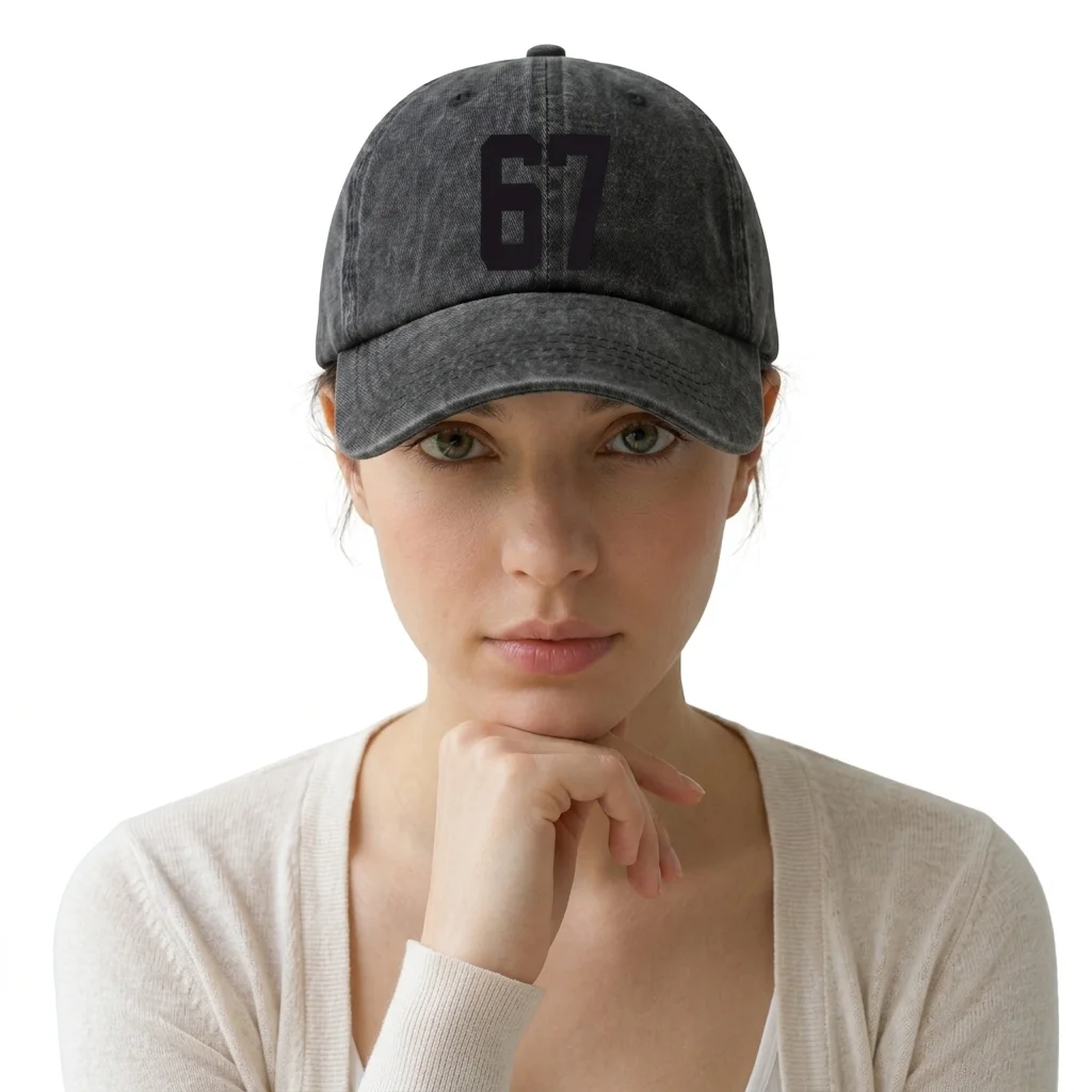 Adjustable Unisex Number 67 Print Baseball Cap, Vintage Washed Dad Hat, Trendy Casual Streetwear Gift for Teens and Adults