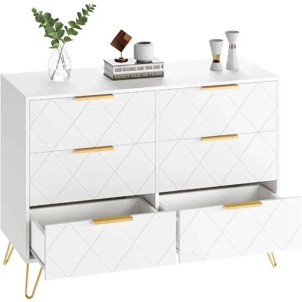 Commode pour chambre à coucher avec 6 meubles pour femmes, table de maquillage en spanTable blanche, commode de proximité, égouts dans la chambre