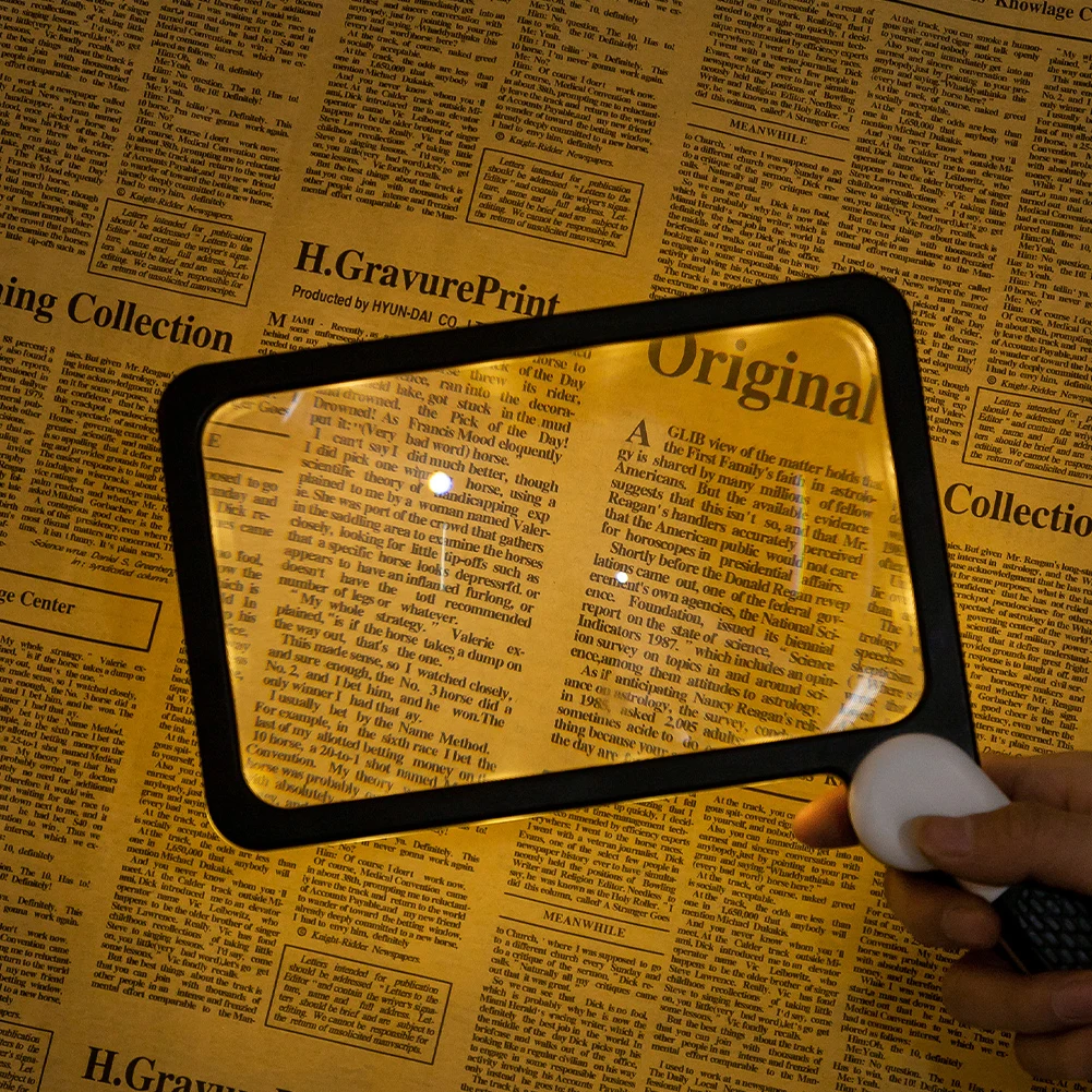 Big Portable Magnifier with Gluing Handle Dimmable Reading Magnifier 2 Dimming Modes for Old People Seniors for Books Reading