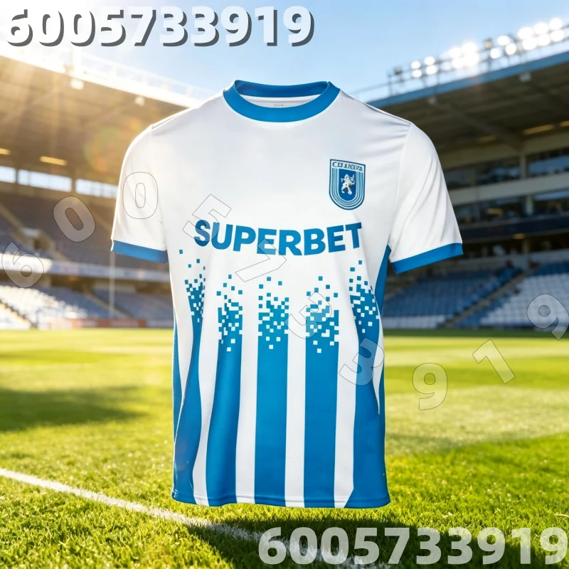 2026 Universitatea Craiova Style Soccer Jersey Family Matching Outfit Blue White Striped Print Football T-shirt for Men Women
