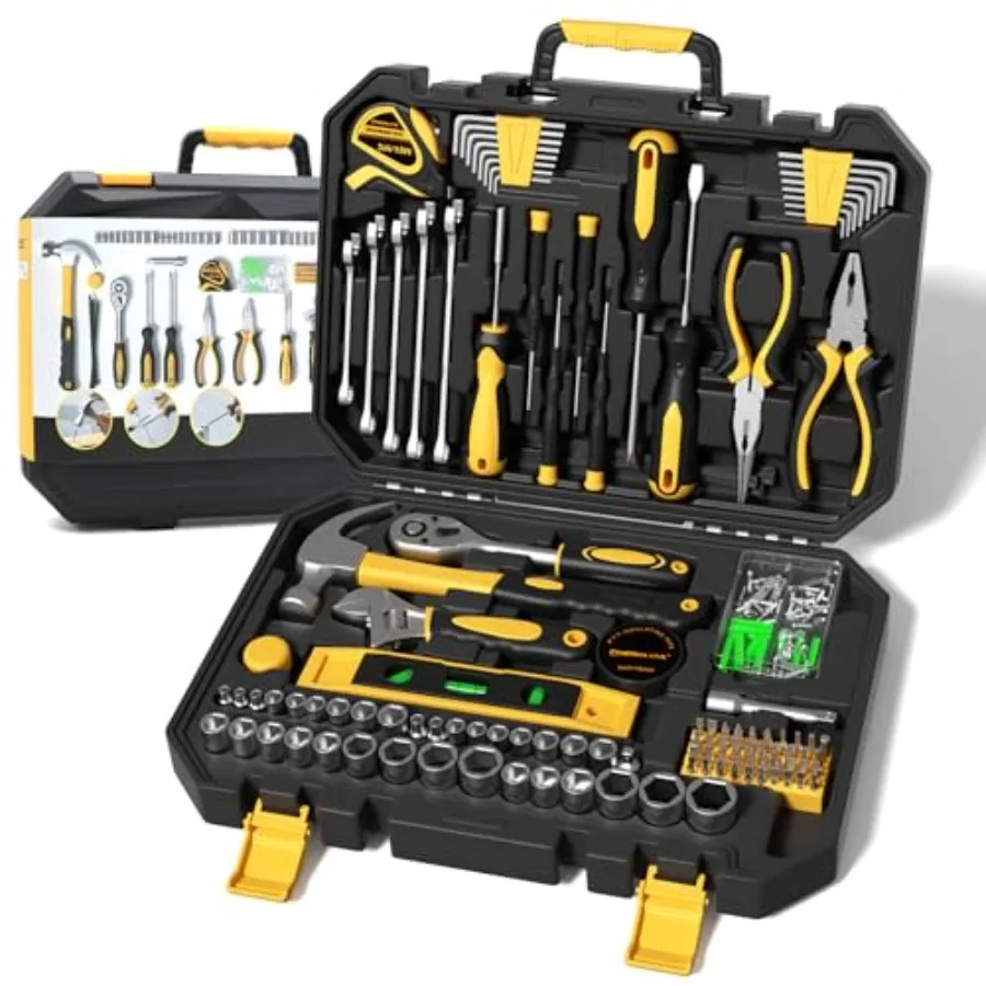 209 Piece Tool Kit for Home Socket Wrench Auto Repair Tool SetGeneral Household Tool box Basic Hand Tool Kit Perfect for Homeow