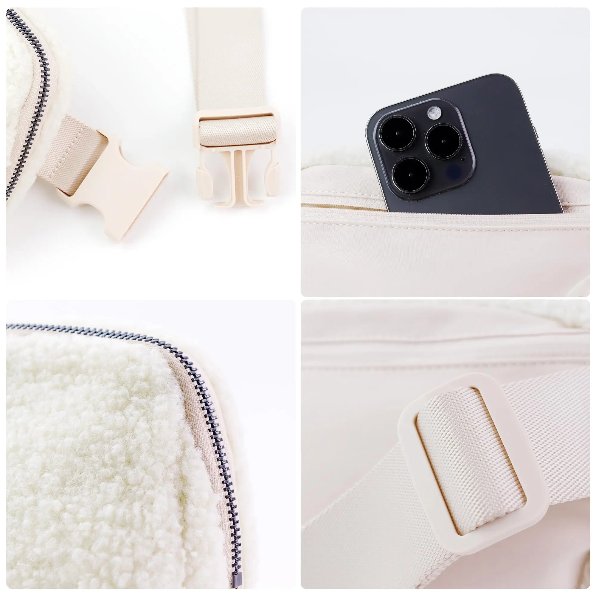 Mini Everywhere Belt Bag Fleece Sherpa Small  Fanny Pack  Crossbody Bags for Women Trendy Cute Waist Pouch Side Bag