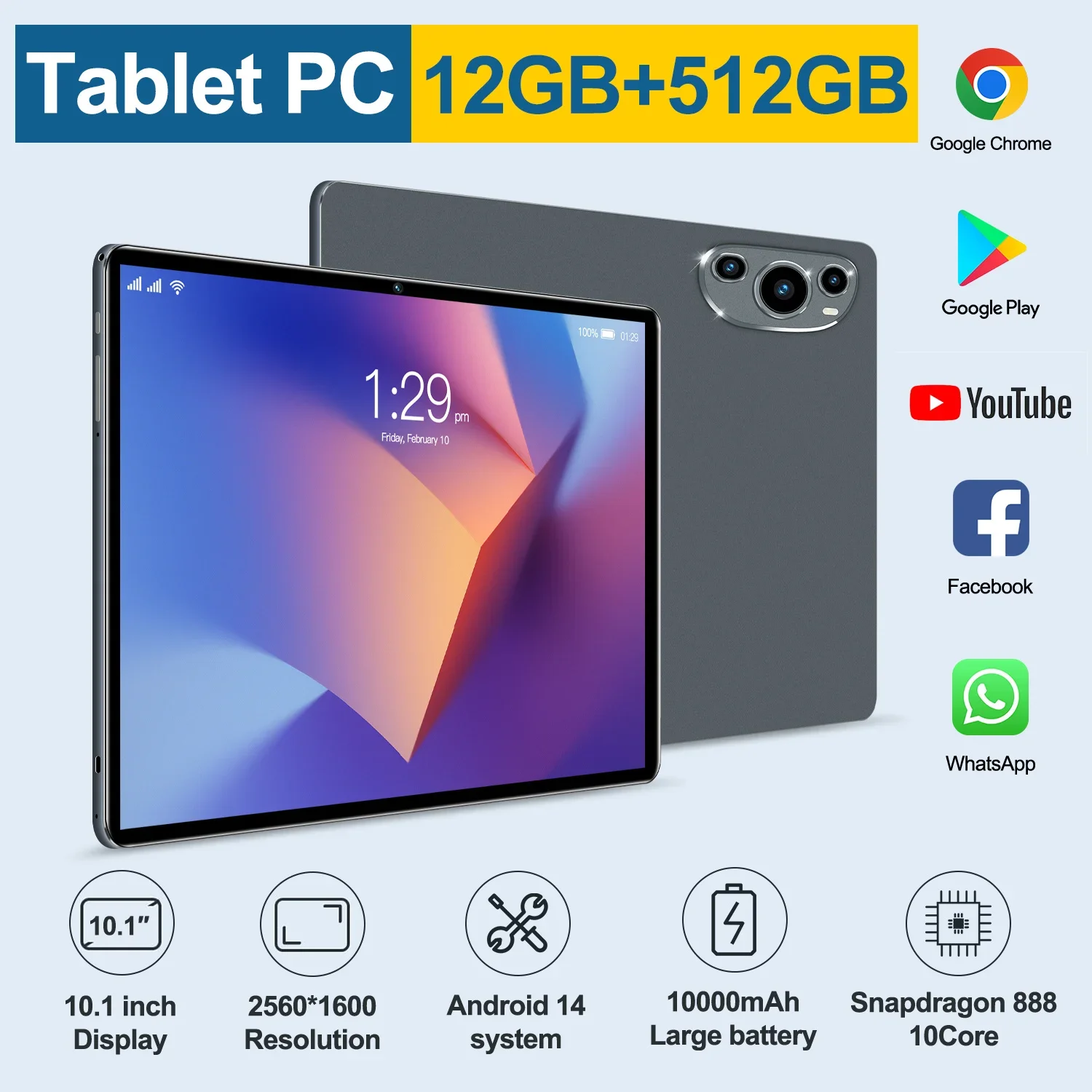 

P60 Art 10.1in/14in Android Tablet with HD Screen Dual SIM/Dual Standby 12GB RAM 10000mAh Battery GPS 16MP+32MP Cameras